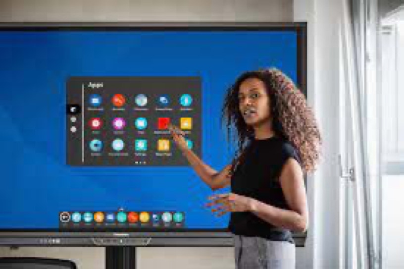 interactive flat panels for front of classroom in schools to engage students. 