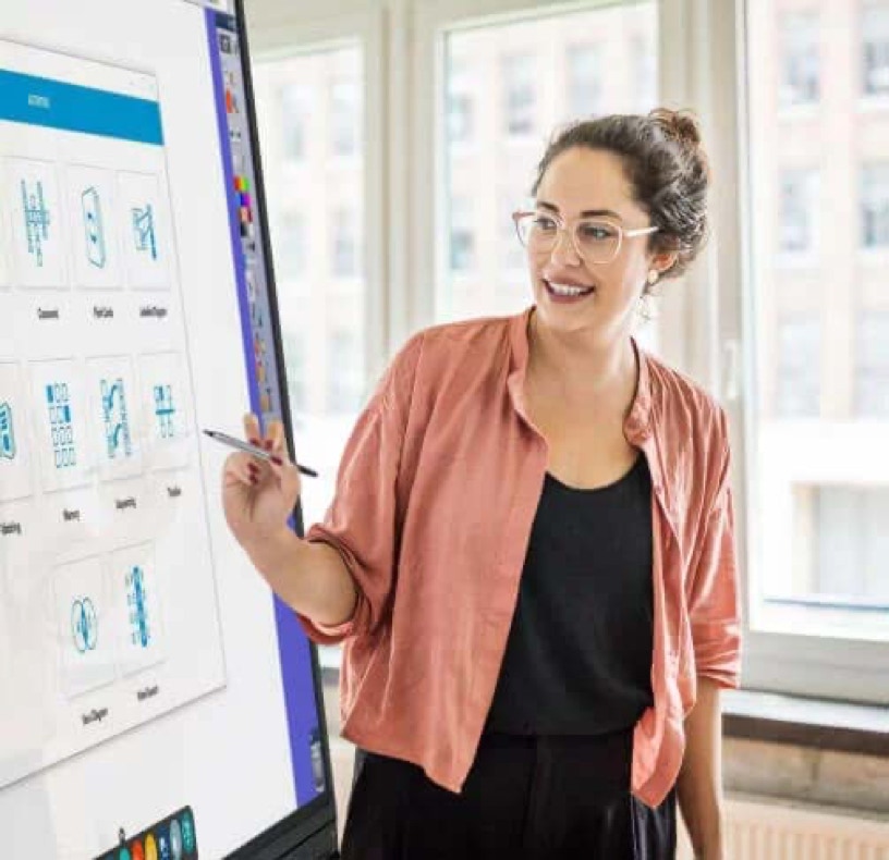 interactive flat panels for front of classroom in schools to engage students. 